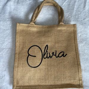 Personalized burlap bag - Olivia name script